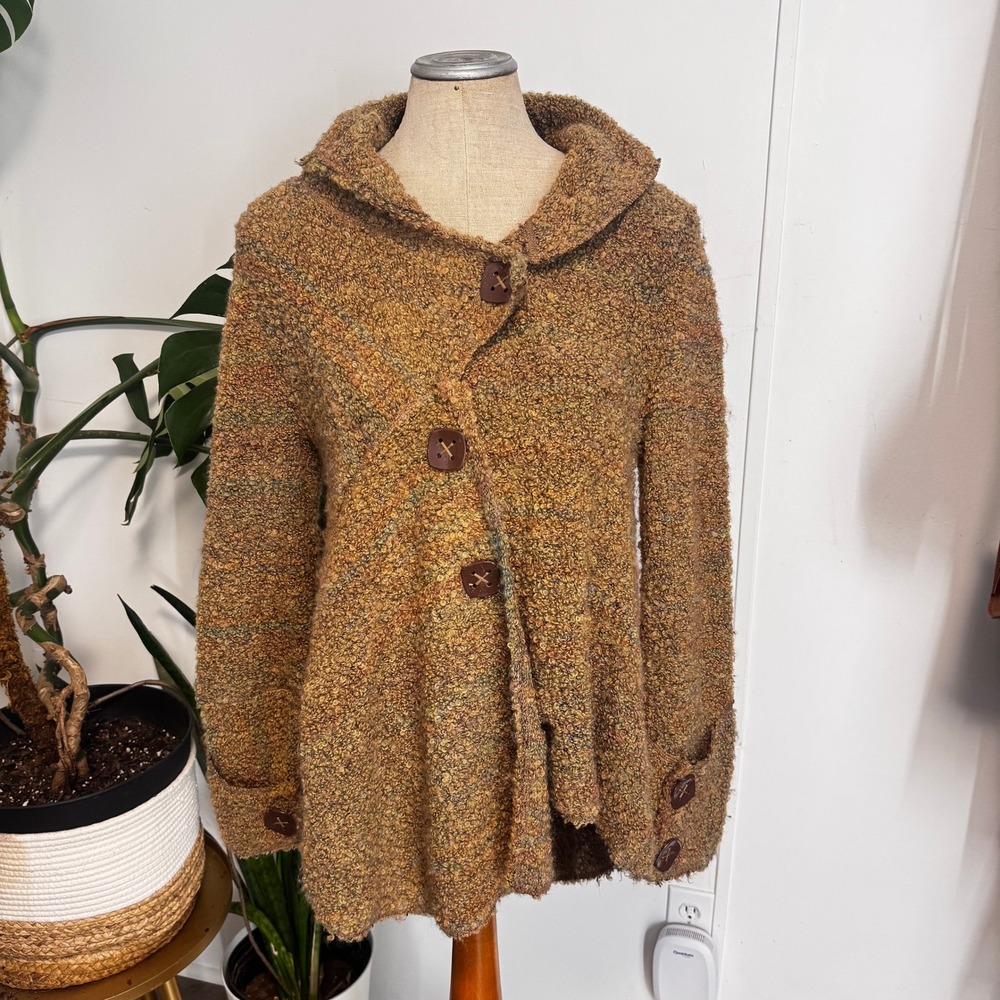 Covelo Clothing Inc Mohair Boucle Cardigan Womens Small Brown Boho Artsy Jacket